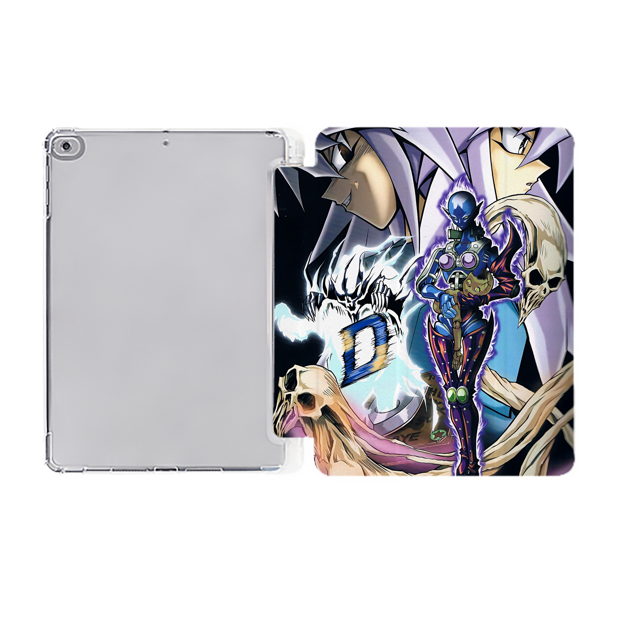 （画像用） 遊☆戯☆王 Yu-Gi-Oh! IPad ケース ペン収納付き 三つ折りスタンド PUレザー×シリコン 対応機種9.5/10.5/10.9インチ